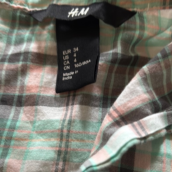 H&M Green and Brown Casual Button Down Shirt - Picture 2 of 3